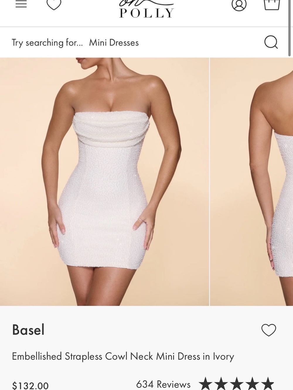 Oh Polly Basel Embellished Strapless Mini Dress - Ivory